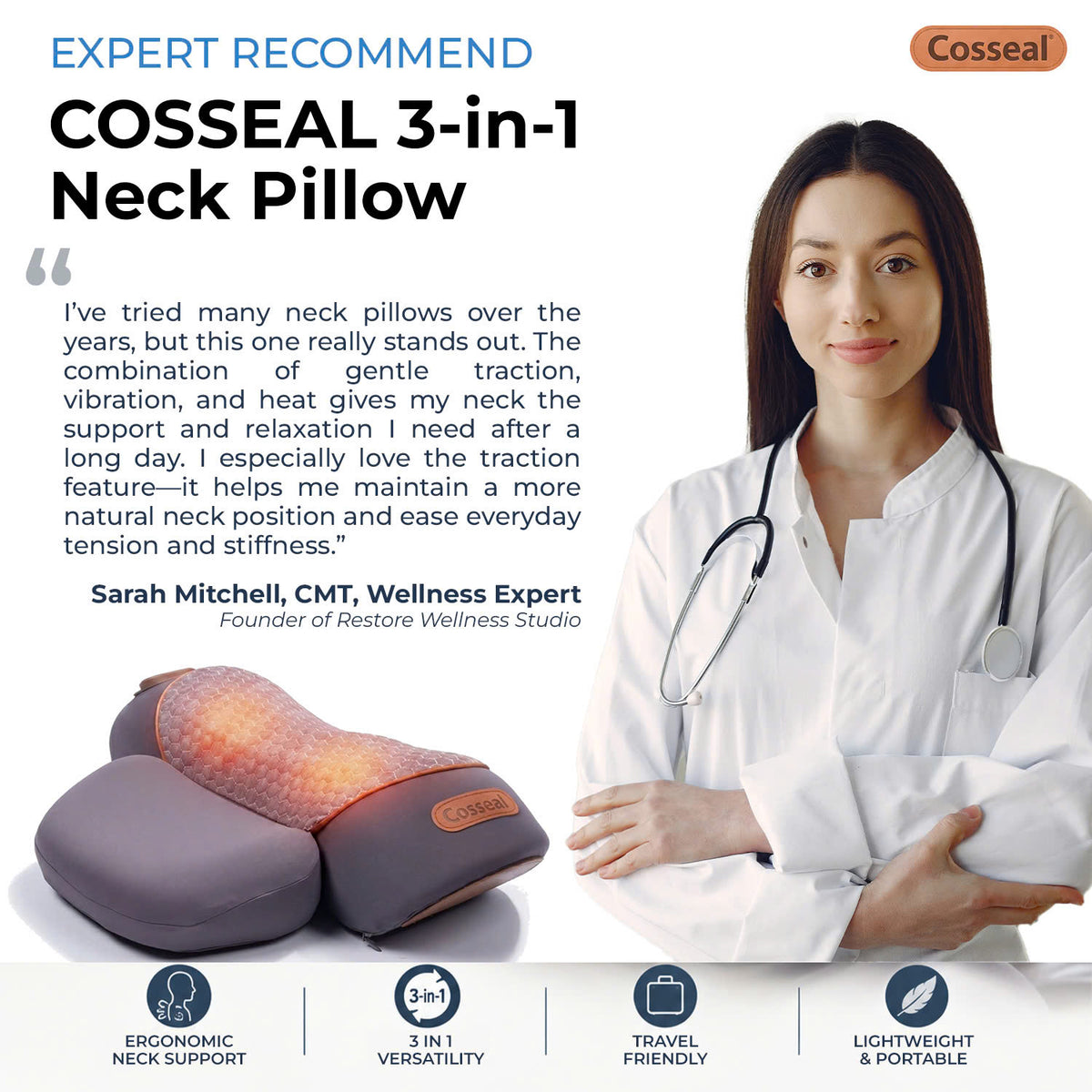 COSSEAL Neck Relief Pillow
